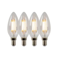 Lucide Dæmpbar Led-Pære|Filament Pære>LED-kertepære E14 4W 2700K dæmpbar sæt med 4 stk