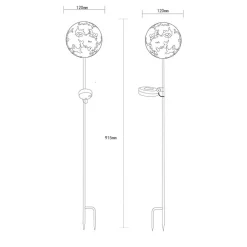 LED-lampe med jordspyd 36747, kugle, rustbrun, metal^Globo Outlet