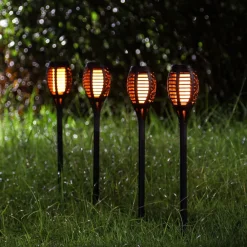LED-lampe med jordspyd 33536-3, lygte, sort, sæt med 3 stk^Globo Best