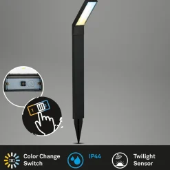 Briloner LED-lampe med jordspyd 3796015, sort, plast, CCT