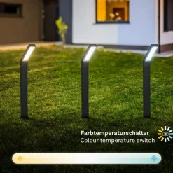 Briloner LED-lampe med jordspyd 3796015, sort, plast, CCT