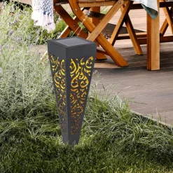 Globo Dekorationsbelysning|Solcellelamper>LED-lampe med jordspyd 33578-3, sort, plast, 3 stk