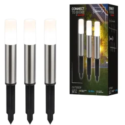 LED-lampe med jordspyd 3926032 12V 3x-udvidelse Stål Ø 4cm^Briloner