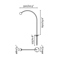 FARO BARCELONA Udendørs Spot>LED-lampe med jordspyd Cuca, sort, stål/glas, højde 65 cm