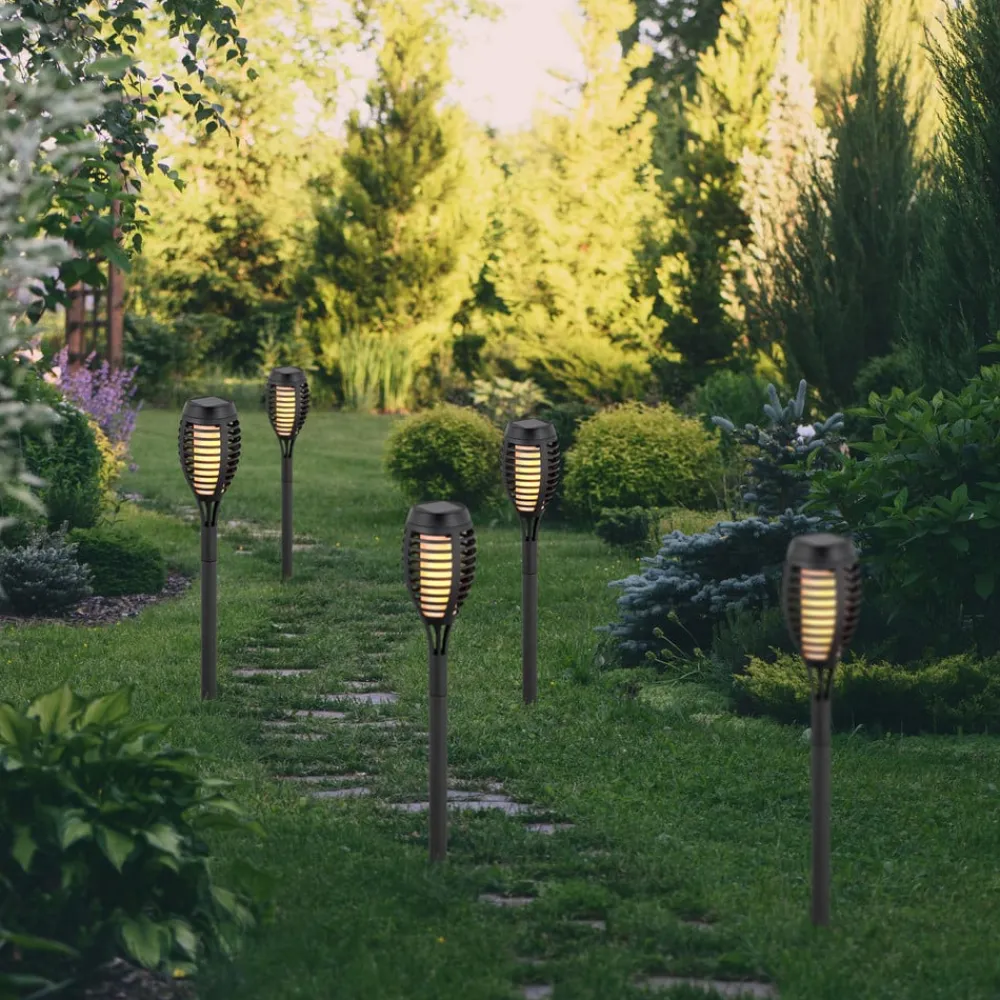 Näve LED-lampe med jordspyd FANILO, sort, 45 cm, 5 stk. IP44