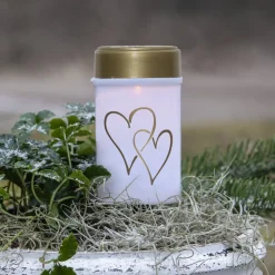 STAR TRADING Solcellelamper>LED-lampe med jordspyd Hearty, hvid/guld 12 cm plast