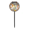 Globo Solcellelamper>LED-lampe med jordspyd 36748S, kugle, sølv, metal