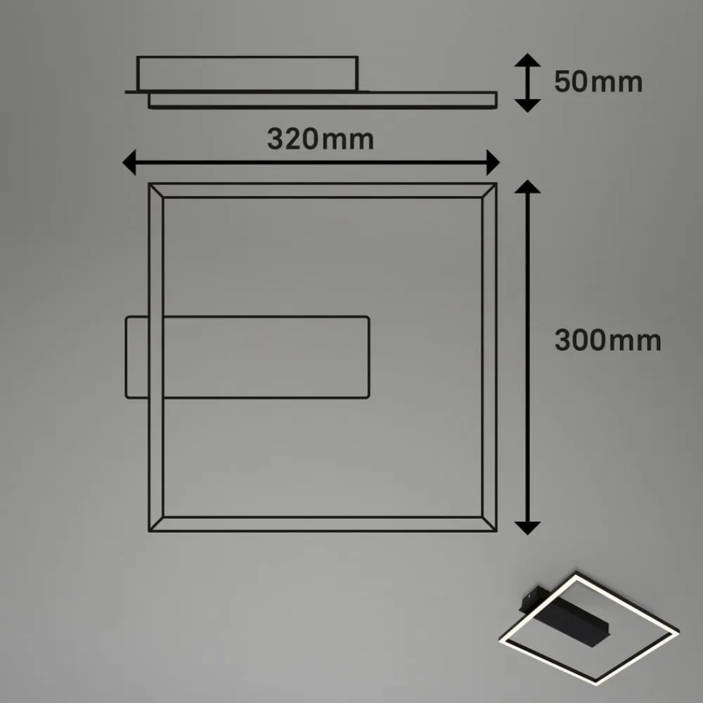 Briloner LED-loftlampe 3771 i rammeform, sort