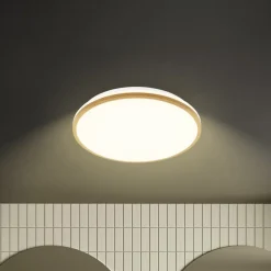 Briloner Loftlamper>LED-loftlampe Acorus, Ø 33 cm, hvid/træfarvet, IP44