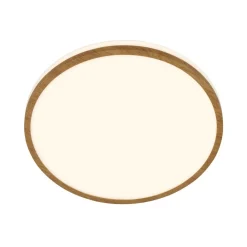 Briloner LED-loftlampe Acorus, Ø 28 cm, hvid/træfarvet, IP44