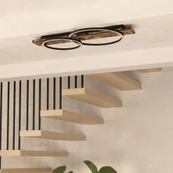 LED-loftlampe Boyal, brun, længde 78 cm, træ, 2 lyskilder.^EGLO Clearance