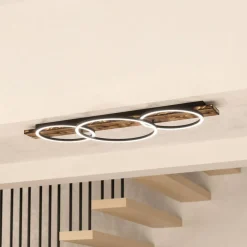 LED-loftlampe Boyal, sort, længde 101 cm, træ, 3 lyskilder.^EGLO Best