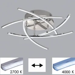 LED-loftlampe Cross tunable white, 5 lys, krom^FISCHER & HONSEL Online