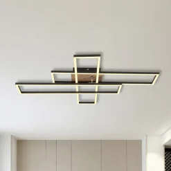 Globo Loftlamper|Loftlamper>LED-loftlampe Dakari, længde 80 cm, sort/træ, 3 lyskilder.