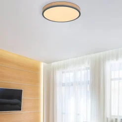 LED-loftlampe Doro, Ø 45 cm, mørk grafit/træ, træ, CCT^Globo Clearance