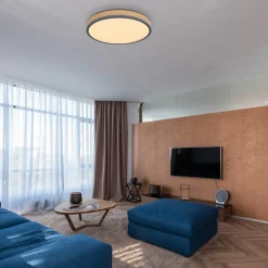 LED-loftlampe Doro, Ø 45 cm, mørk grafit/træ, træ, CCT^Globo Clearance