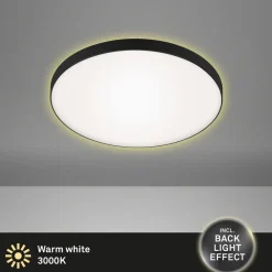 Briloner LED-loftlampe Flet med baggrundsbelysning, Ø 35,5 cm