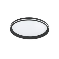 LED-loftlampe Isy, sort, Ø 45 cm, metal, CCT, dæmpbar^Fabas Luce