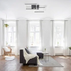 JUST LIGHT. GmbH LED-loftlampe Iven, dæmpbar, sort, 53x53cm