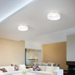 LED-loftlampe Lunar, hvid, glas, Ø 42 cm, CCT, dæmpbar^Fabas Luce Hot