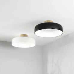 Fabas Luce LED-loftlampe Lunar, sort, glas, Ø 42 cm, CCT, dæmpbar