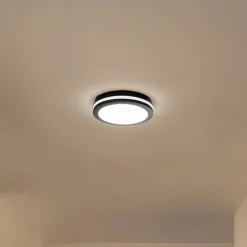 LED-loftlampe Marlon, Ø 22 cm, sort, plast, IP54^Milagro Lighting Outlet