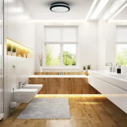 LED-loftlampe Marlon, Ø 40 cm, sort, plast, IP54^Milagro Lighting New