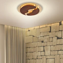 Paul Neuhaus Loftlamper|Loftlamper>LED-loftlampe Nevis, rund, Ø 50 cm, brun-guld