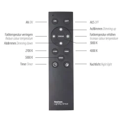 PURE LED-loftlampe Lines, 110 x 30 cm, sølv, CCT, fjernbetjening