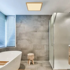 Globo LED-loftlampe Sapana, længde 29,5 cm messing