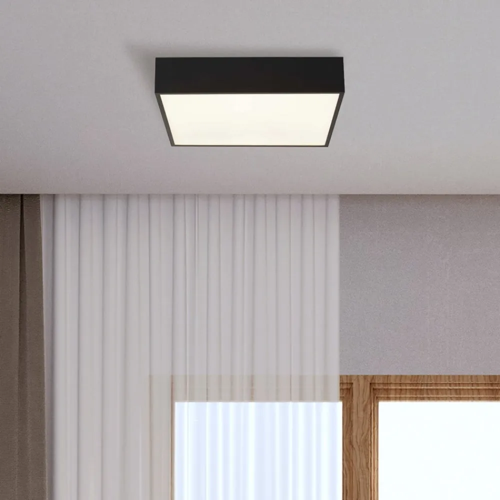 Searchlight LED-loftlampe til badeværelset Zeus, sort, længde 30 cm, metal