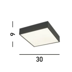 Searchlight LED-loftlampe til badeværelset Zeus, sort, længde 30 cm, metal