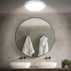 Briloner Loftlamper>LED-loftlampe til badeværelset Pulap, Ø 42 cm, kromfarvet/hvid metal