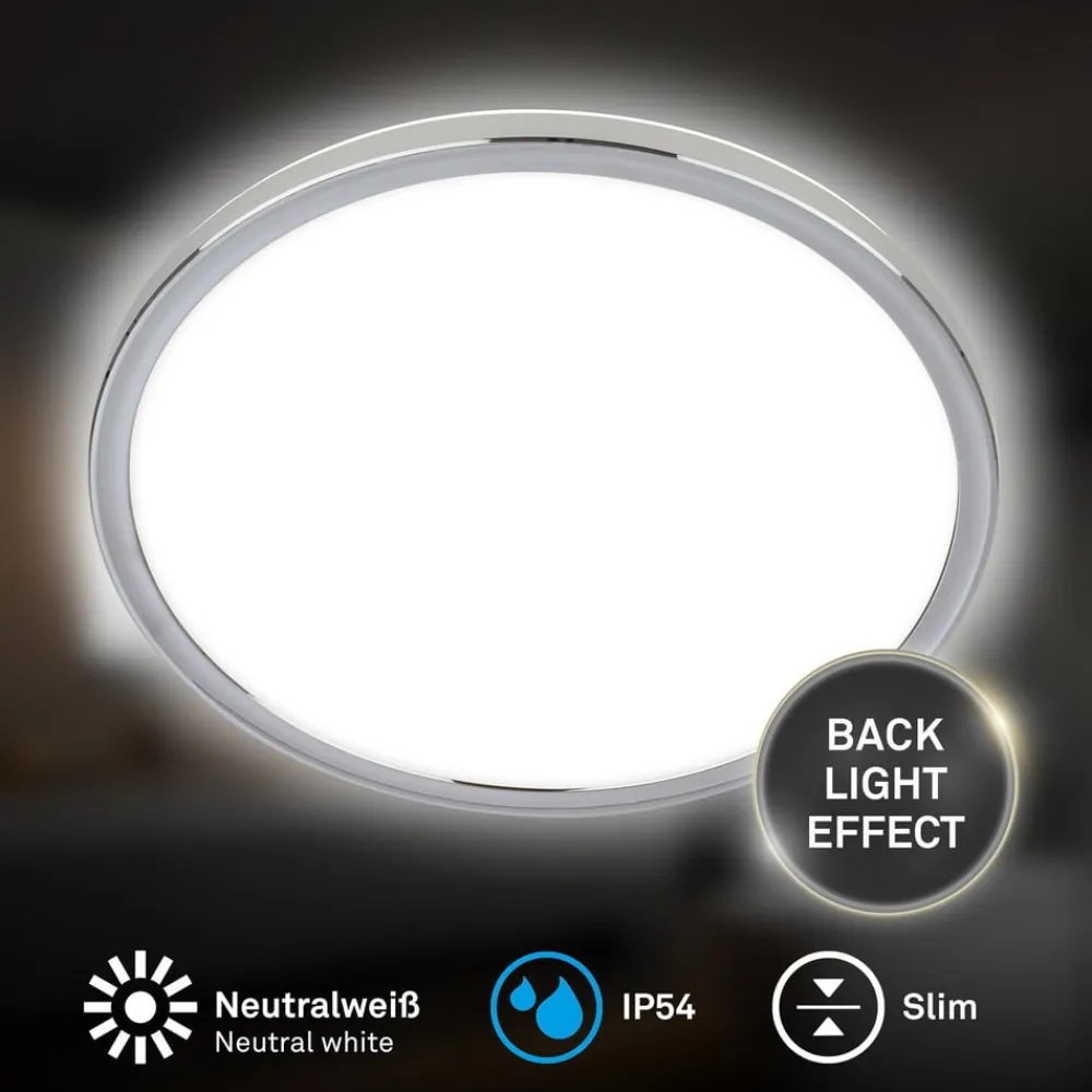 Briloner Loftlamper>LED-loftlampe til badeværelset Pulap, Ø 42 cm, kromfarvet/hvid metal