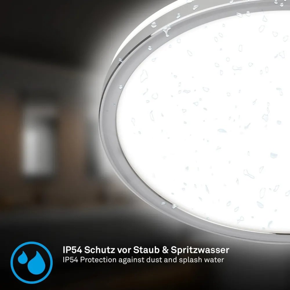 Briloner Loftlamper>LED-loftlampe til badeværelset Pulap, Ø 42 cm, kromfarvet/hvid metal