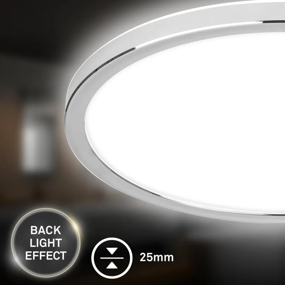 Briloner Loftlamper>LED-loftlampe til badeværelset Pulap, Ø 42 cm, kromfarvet/hvid metal