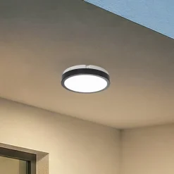 Milagro Lighting LED-loftlampe Vera, sort, plast, Ø 22 cm, IP65