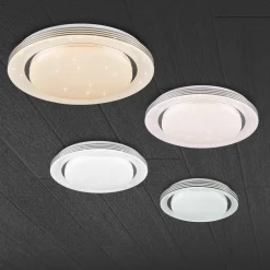 LED-loftslampe Atria, Ø 58 cm, hvid, plast, CCT^Reality Leuchten Discount