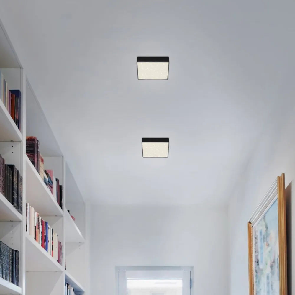 LED-loftslampe Flame Star, 15,7 x 15,7 cm sort^Briloner New