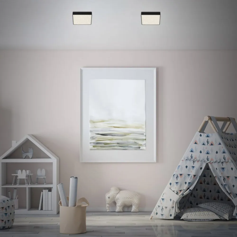 LED-loftslampe Flame Star, 15,7 x 15,7 cm sort^Briloner New