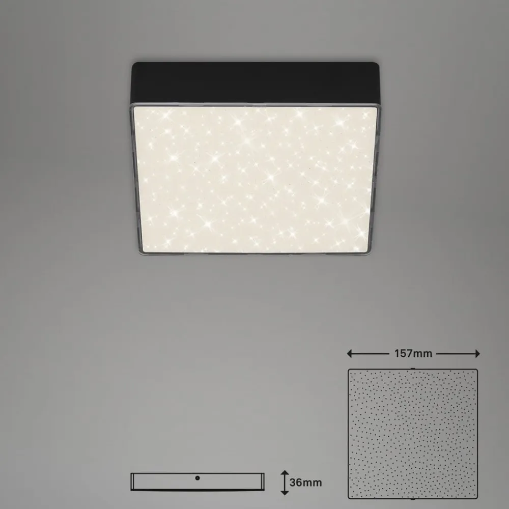 LED-loftslampe Flame Star, 15,7 x 15,7 cm sort^Briloner New