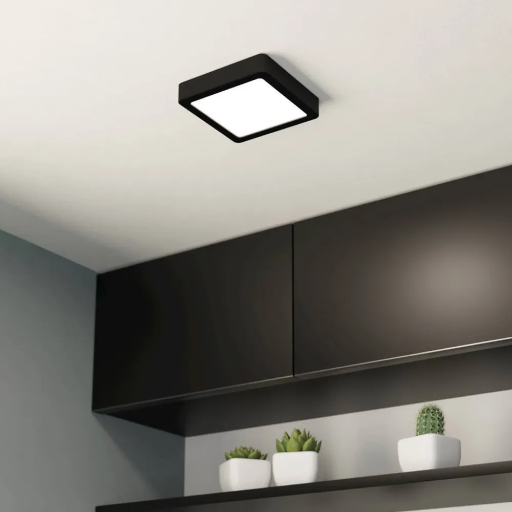 EGLO Loftlamper>LED-loftslampe Fueva 5 IP44 3000K sort 16x16cm