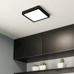 EGLO Loftlamper|Loftlamper>LED-loftslampe Fueva 5 IP44 3000K sort 21x21cm