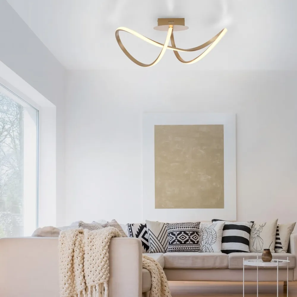 LED-loftslampe Maria, dæmpbar, messing^JUST LIGHT. GmbH Online