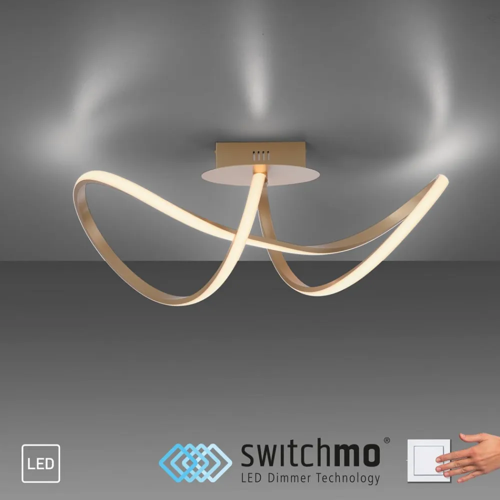 LED-loftslampe Maria, dæmpbar, messing^JUST LIGHT. GmbH Online