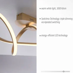 LED-loftslampe Maria, dæmpbar, messing^JUST LIGHT. GmbH Online