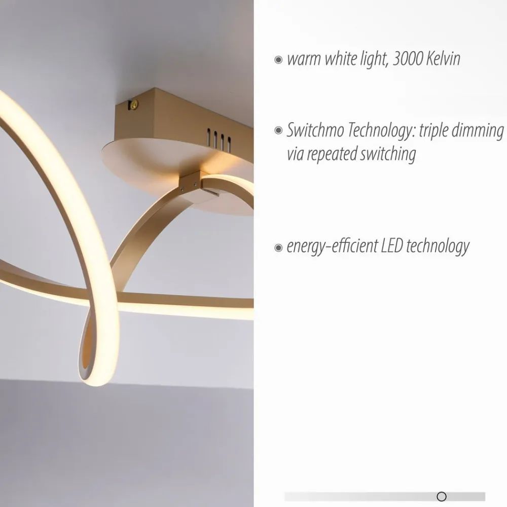 LED-loftslampe Maria, dæmpbar, messing^JUST LIGHT. GmbH Online