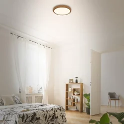 LED-loftslampe Runa Wood trælook 3.000 K Ø28cm^Briloner Clearance