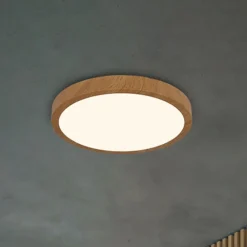 Briloner LED-loftslampe Runa Wood trælook 3.000 K Ø38cm