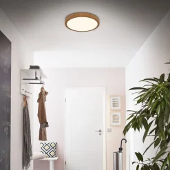 Briloner LED-loftslampe Runa Wood trælook 3.000 K Ø38cm